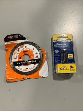 RIDGID 4" Turbo Mesh Diamond Blade & QEP xtreme diamond hole saw - as pictured.